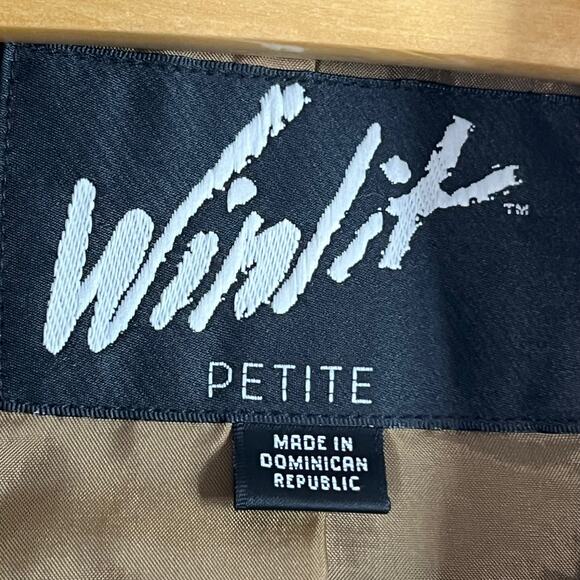 Vintage 80s Brown Leather Trench Coat Winlit Small Petite - Picture 9 of 9